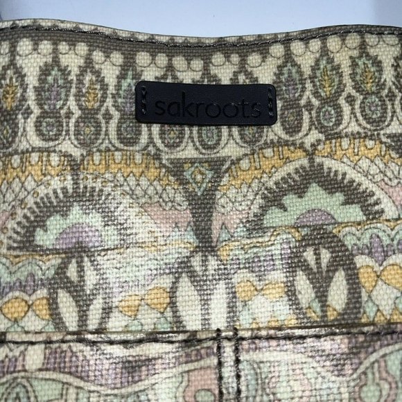 Sakroots Artist Circle Tote One World Beige Satchel Handbag Large - Picture 2 of 10